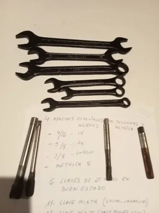 Lote machos y llaves 9/16, 3/8, métrica 8