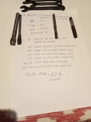 Lote machos y llaves 9/16, 3/8, métrica 8