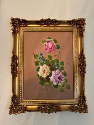 Cuadro de flores pintado a mano