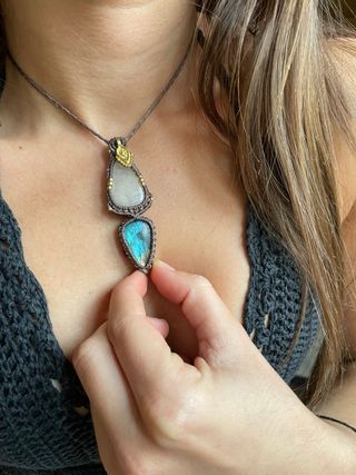 Collar Macramé Piedra Natural Hecho a Mano