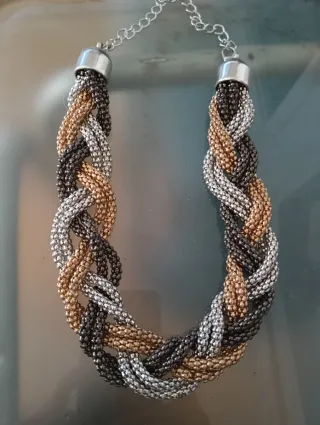 Collar trenzado DAMA oro y plata metal