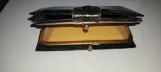 Cartera de Piel Italiana Negra y Dorada