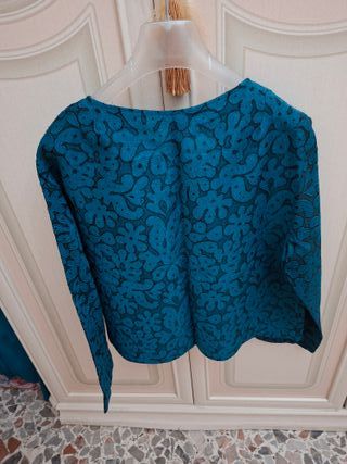 Giacchina Broccato Anni 60/70 Blu Petrolio