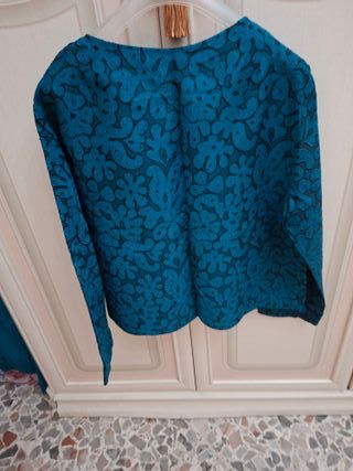 Giacchina Broccato Anni 60/70 Blu Petrolio