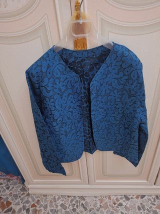 Giacchina Broccato Anni 60/70 Blu Petrolio