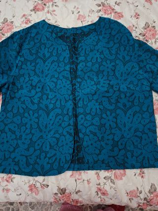 Giacchina Broccato Anni 60/70 Blu Petrolio