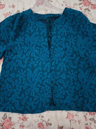 Giacchina Broccato Anni 60/70 Blu Petrolio