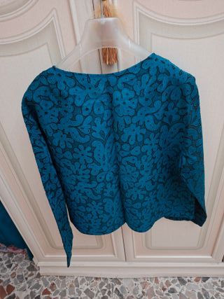 Giacchina Broccato Anni 60/70 Blu Petrolio