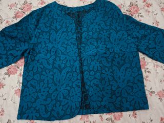 Giacchina Broccato Anni 60/70 Blu Petrolio