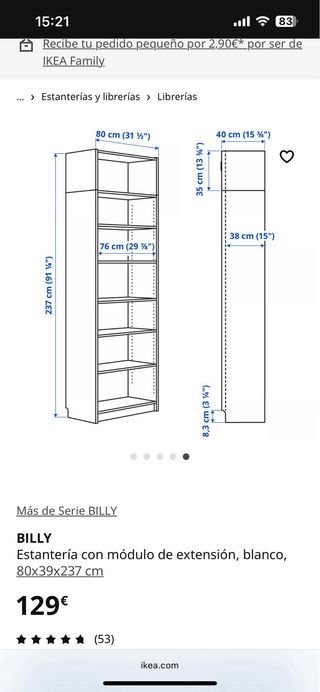 Librería Billy Ikea con extensión y puertas