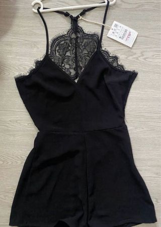 Mono pull and bear Negro Encaje Espalda Talla XS