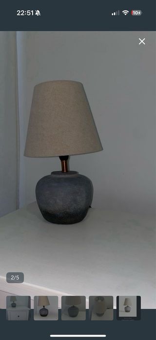 Lámpara mesita Zara Home cerámica y tela