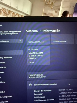 Asus Core i7 9ª Gen GeForce GTX