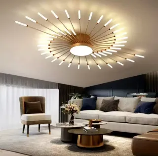 Lámpara Techo Nórdica Dorada Con Mando Nueva