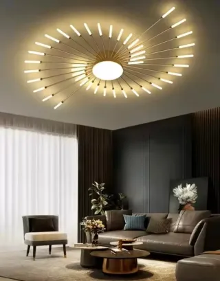 Lámpara Techo Nórdica Dorada Con Mando Nueva