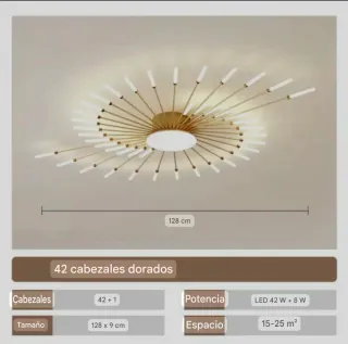 Lámpara Techo Nórdica Dorada Con Mando Nueva