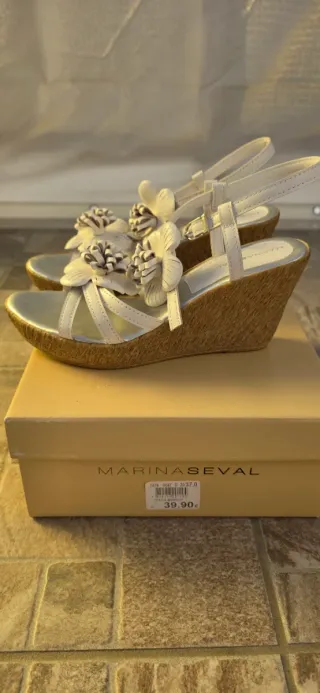 Sandali Donna Marina Seval. Bianco Argento