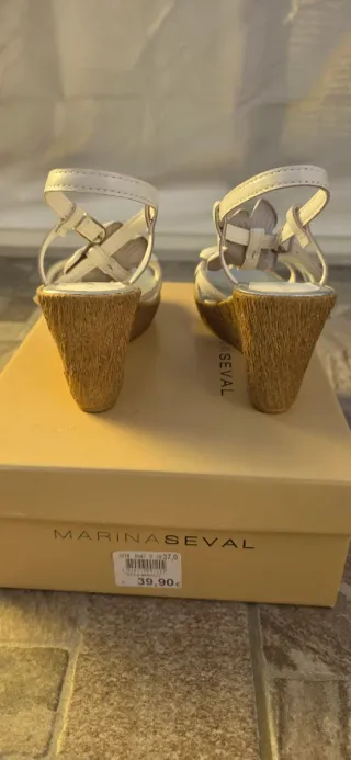 Sandali Donna Marina Seval. Bianco Argento