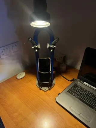 Lámpara Artesanal Metal Reciclado Azul