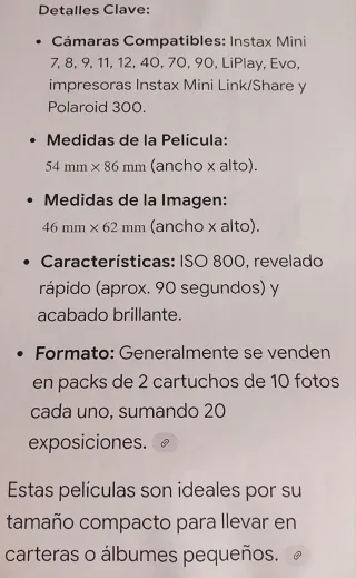 Lote 5 Packs Fuji Instax Mini 20 Hojas