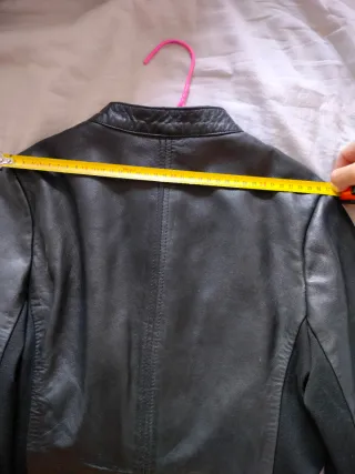 Chaqueta de cuero piel real negra