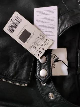 Chaqueta de cuero piel real negra