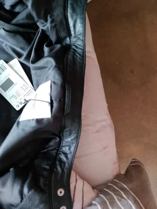 Chaqueta de cuero piel real negra