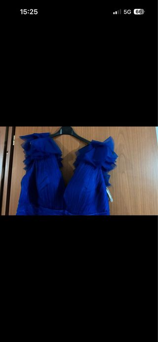 Abito lungo blu elettrico in tulle