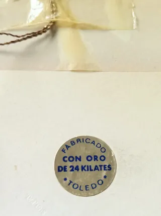 Antiguo Cuadro Damasquinado Midas Oro 24K, Midas