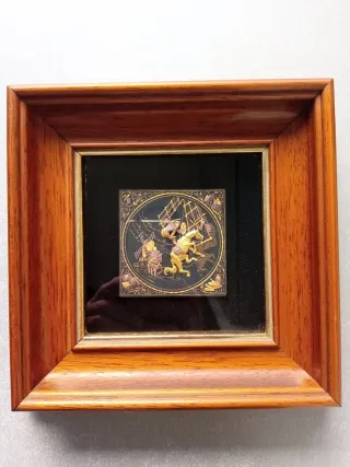 Antiguo Cuadro Damasquinado Midas Oro 24K, Midas