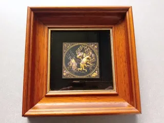 Antiguo Cuadro Damasquinado Midas Oro 24K, Midas