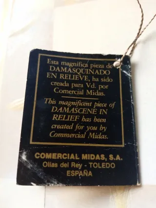Antiguo Cuadro Damasquinado Midas Oro 24K, Midas