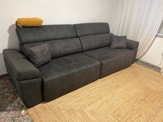 Sofá 3 plazas con asientos deslizantes y baúl