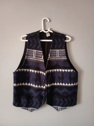 Chaleco de punto vintage estampado geométrico