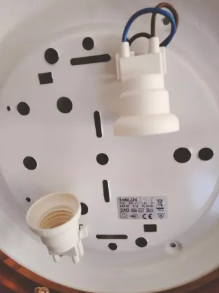 Plafón madera y cristal 2 bombillas E27