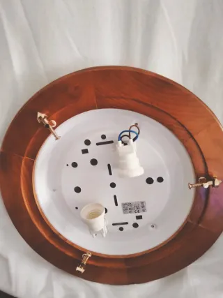 Plafón madera y cristal 2 bombillas E27