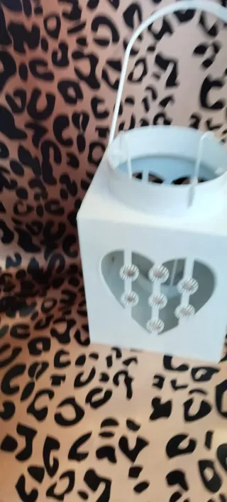 Portavelas Corazón Blanco con Cristales