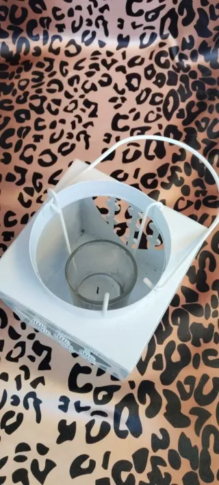 Portavelas Corazón Blanco con Cristales