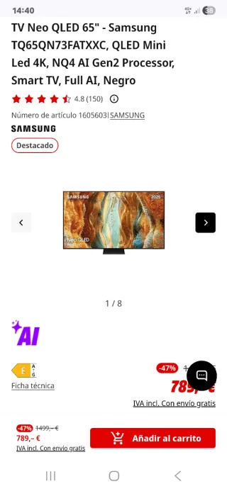 Samsung Neo QLED 65 Mini LED 2025 65QN74F