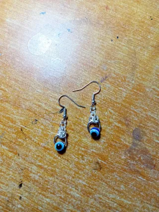 Brincos Olho Turco Prata e Azul