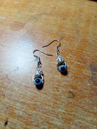 Brincos Olho Turco Prata e Azul