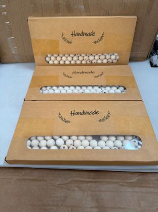 Pack de 3 Cuentas de madera beige y blancas