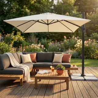 Ombrellone Decentrato 3x3 Alluminio Ecrù Moderno