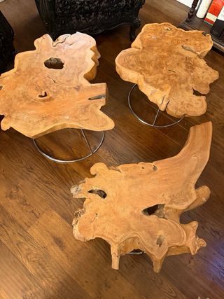 Tavoli da centro in legno naturale con design organico