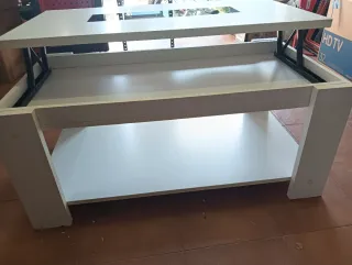 Mesa centro elevable blanca y negra