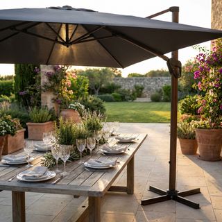 Ombrellone da Giardino Decentrato 3x4 m Alluminio