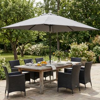 Ombrellone da Giardino 3x4 m in Alluminio Grigio