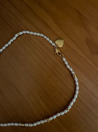 Collar Bimba y Lola perlas y corazón dorado