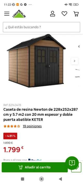 Caseta de resina Keter Newton 228x252x287cm