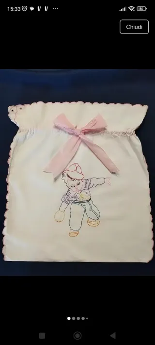 Sacca porta indumenti neonato ricamata